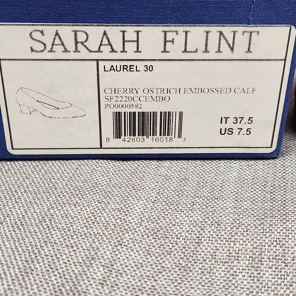 Sarah Flint Laurel 30 Cherry Ostrich Embossed Calf Pumps. 7.5 - Picture 11 of 11